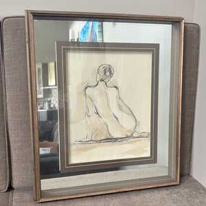 Nude art print with 31” x 27” mirrored frame - S635A