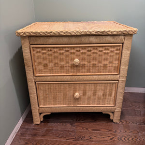 W505 Vintage Wicker and wood Night Stand