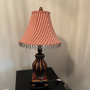 C701 Victorian style table lamp with striped tassel shade (23" high)