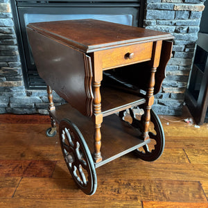 C732 Vintage rustic wooden tea cart