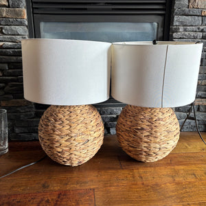 C761 Set of 2 Jonathan & Alero table lamps with natural fibre bases (24” high)