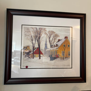 C776 "Winter Morning in Baie-St.Pauls" framed print by Clarence Gagnon (24” x 33”)