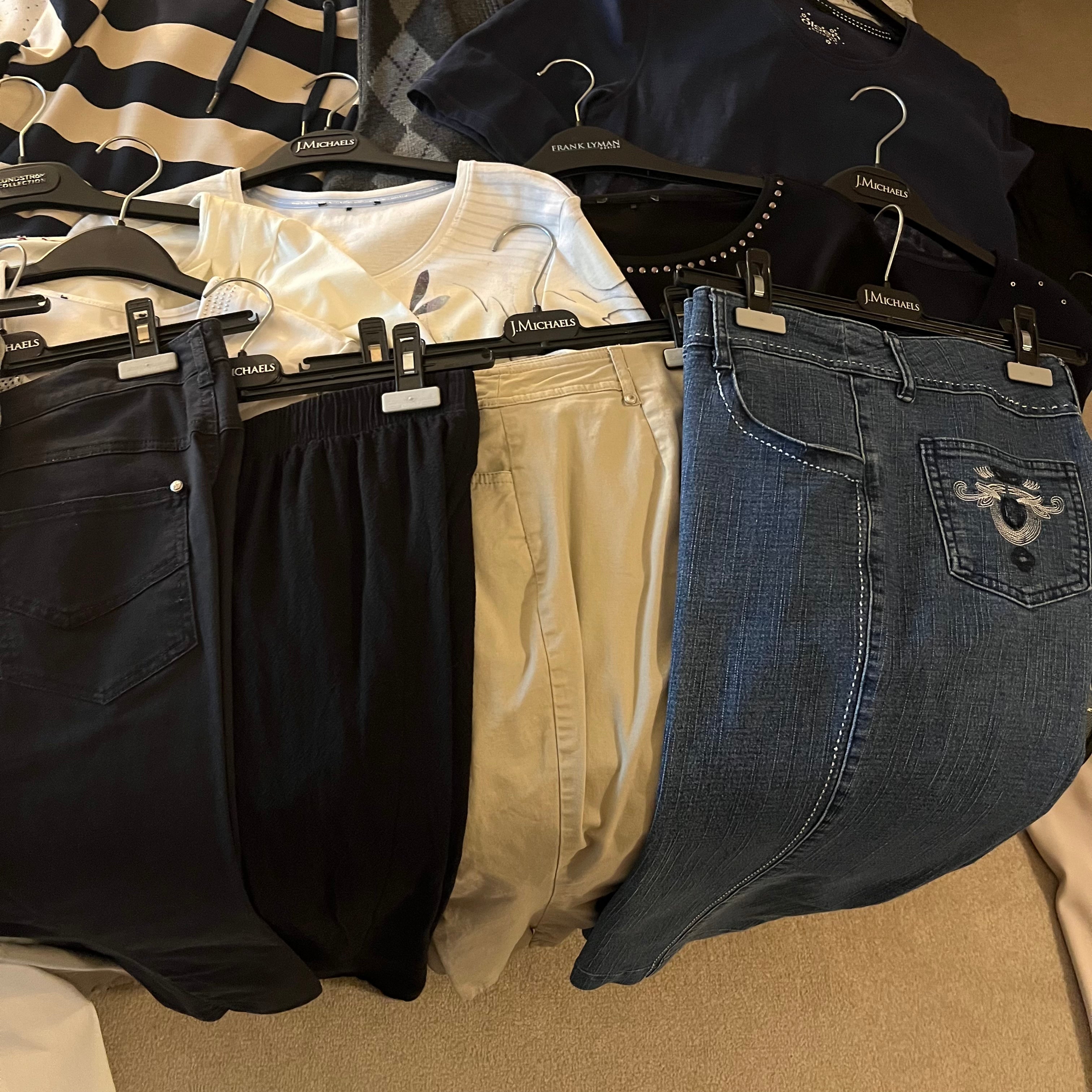 E529 Womens Clothing grouping (tops and bottoms, Picoune, Bella+Canvas and more)