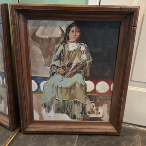 W574A "Indian Woman Seated" original acrylic painting by Neil Boyle