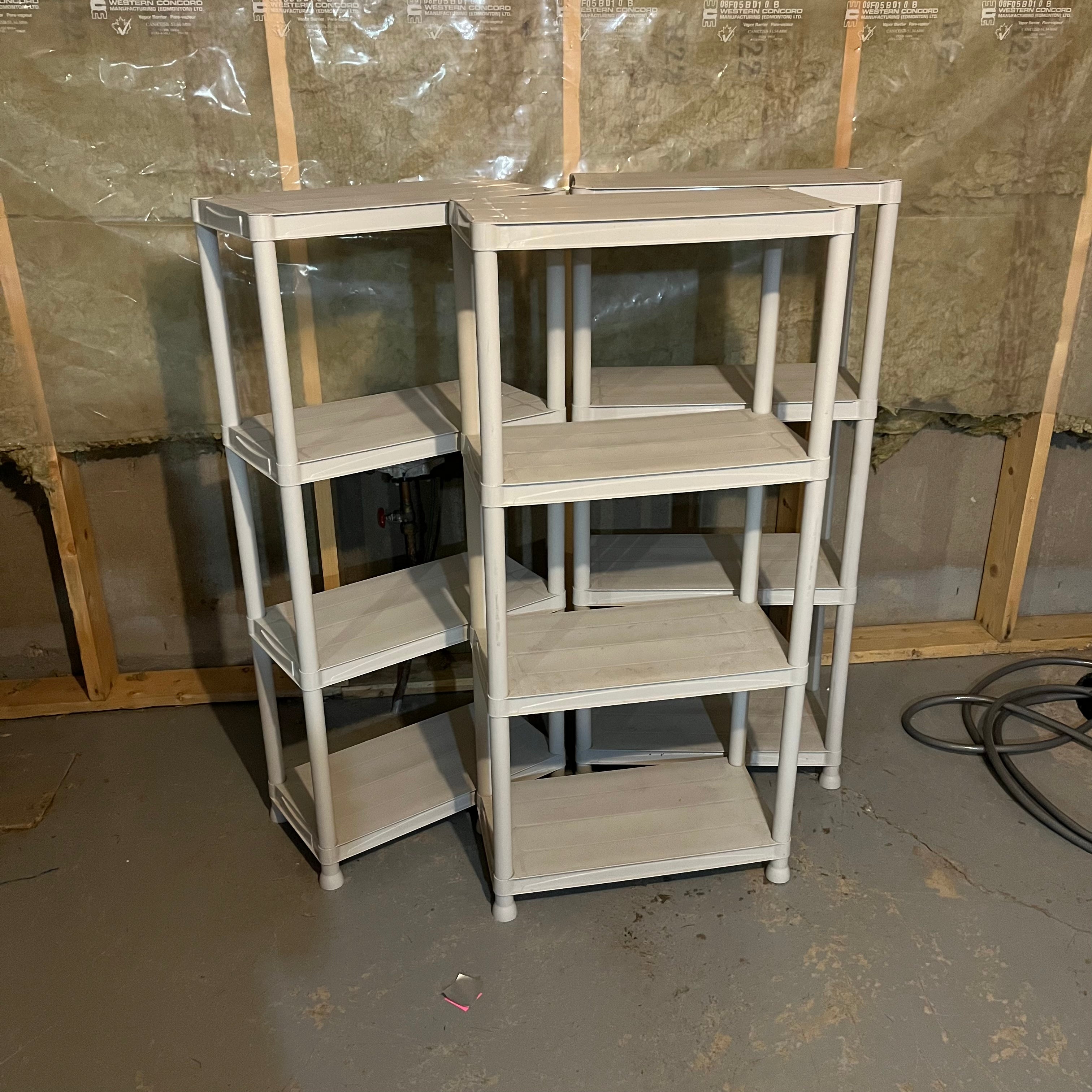 W712 3 Plastic Shelving Units