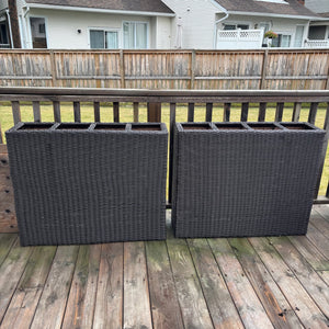 W595 2 Large Rattan outdoor planters