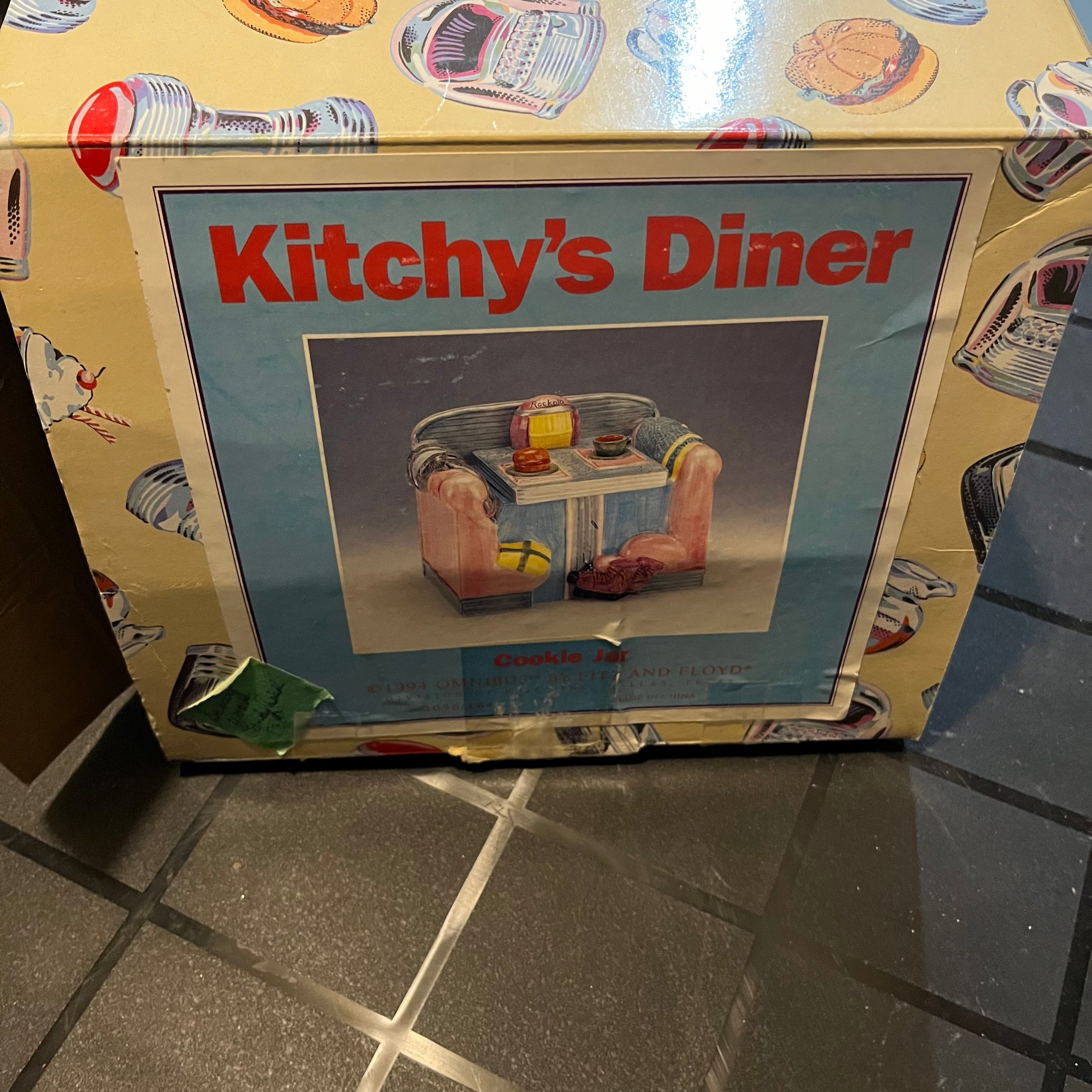 W726 Fitz and Floyd 50s Diner booth ceramic teapot with original box (small chip on top)