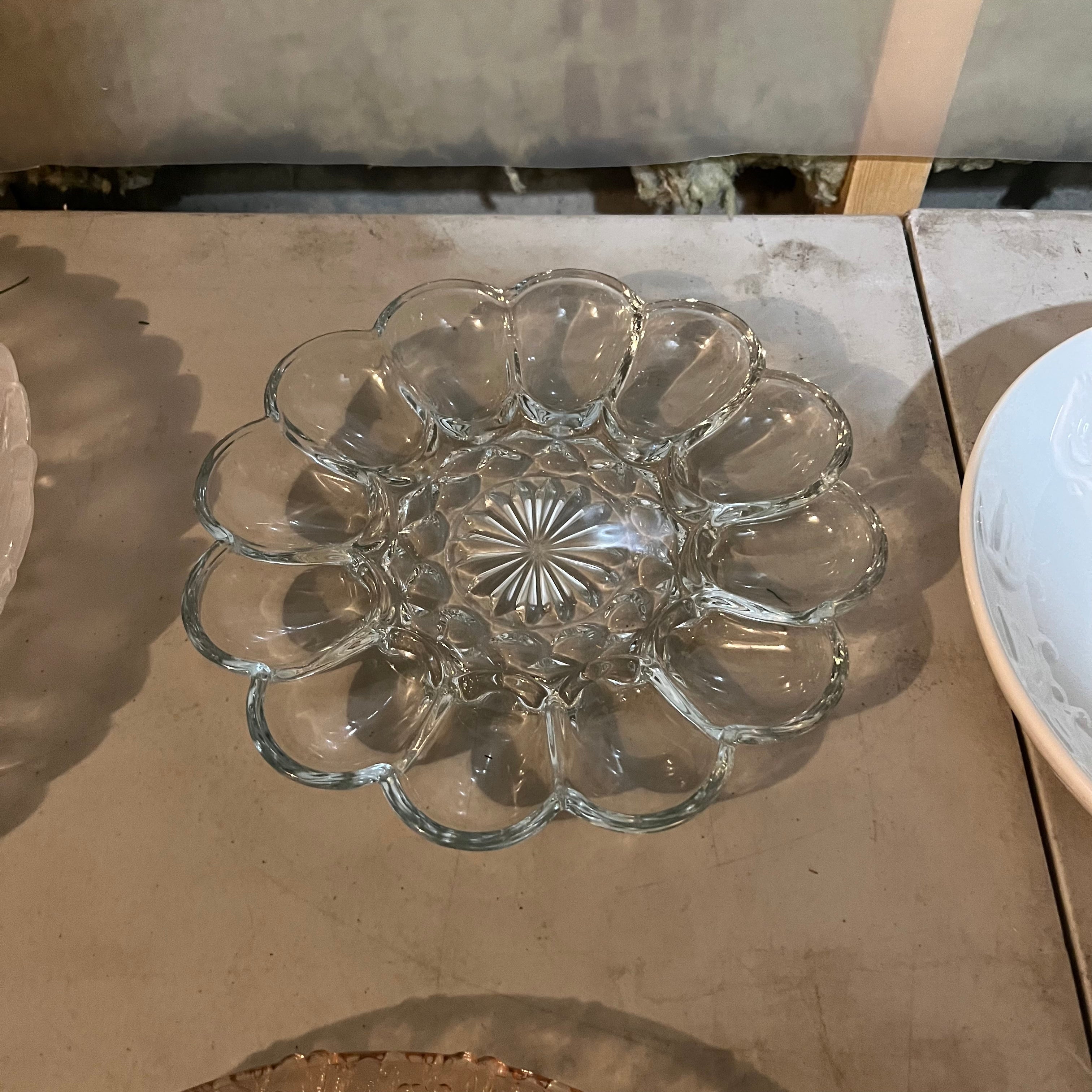 W727 Vintage clear glass plate grouping ***table not included