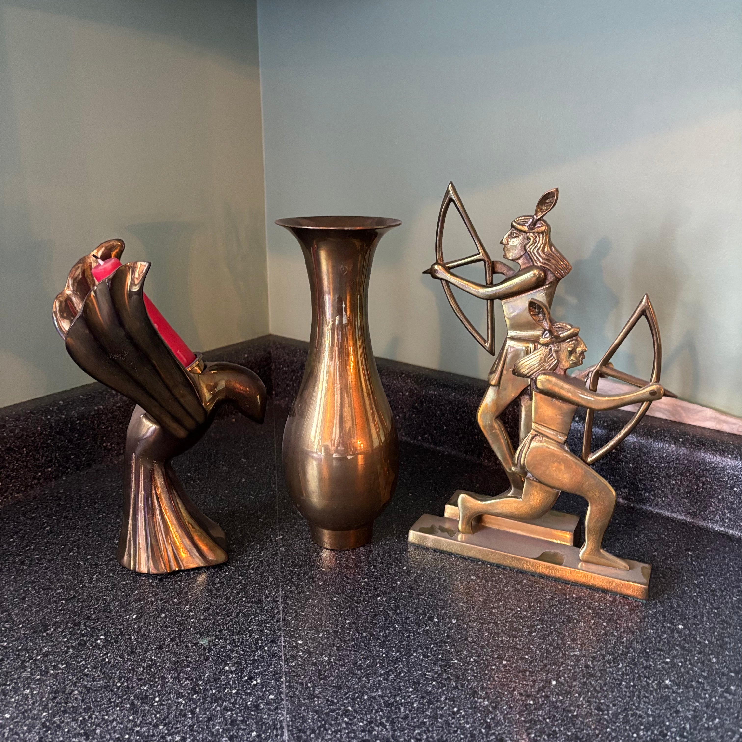 W607 Vintage Brass Grouping (urn style vase and more)