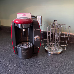 W611 Red Tassimo and Chrome pod holder