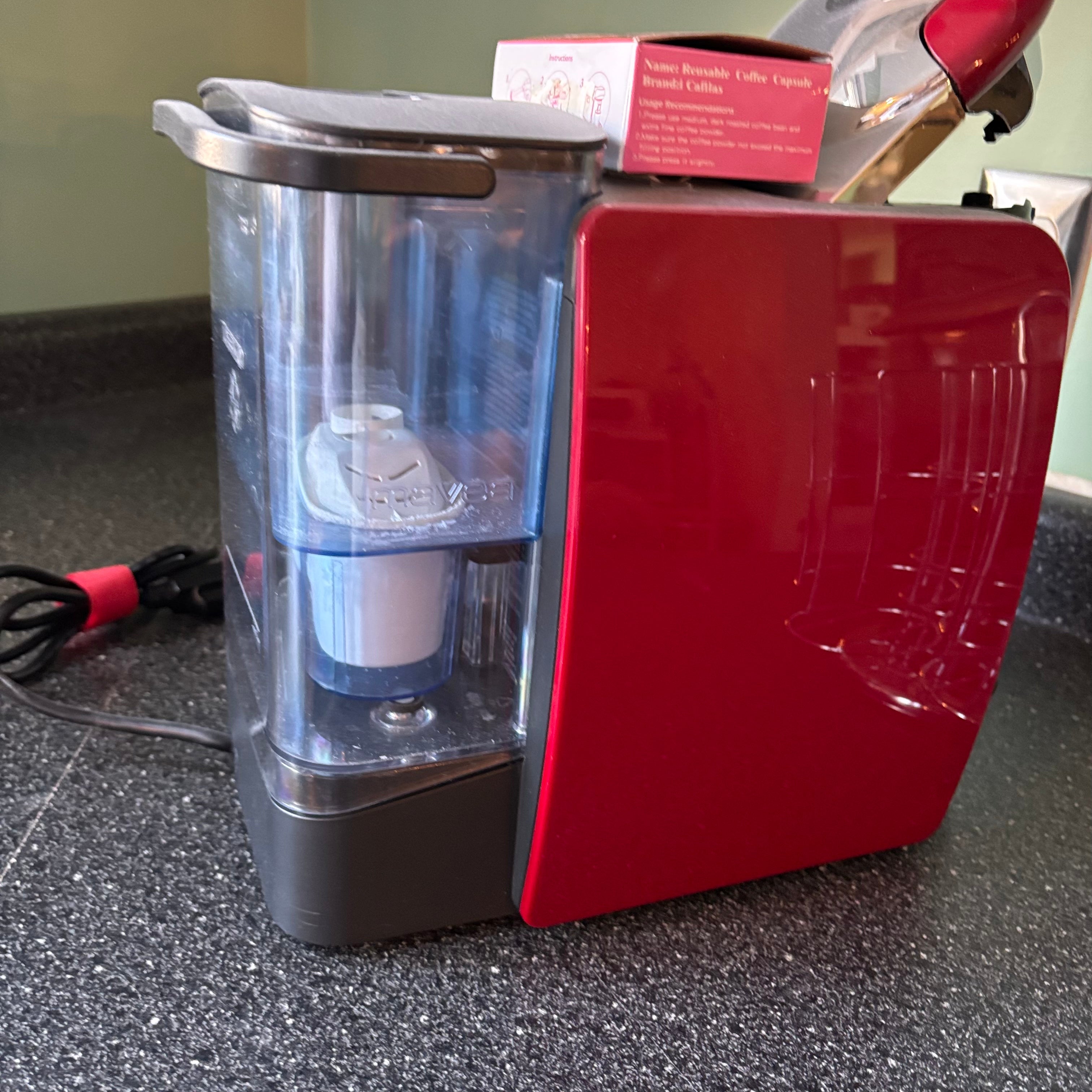 W611 Red Tassimo and Chrome pod holder