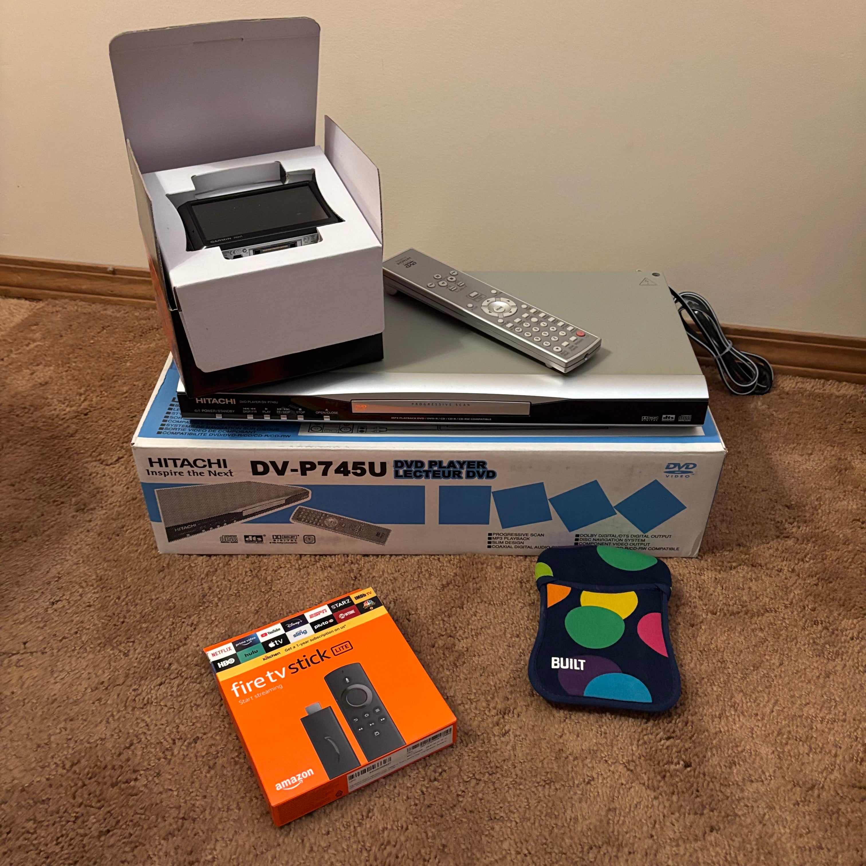 W622 Electronics Grouping (Hitachi dvd player, Garmin and more)