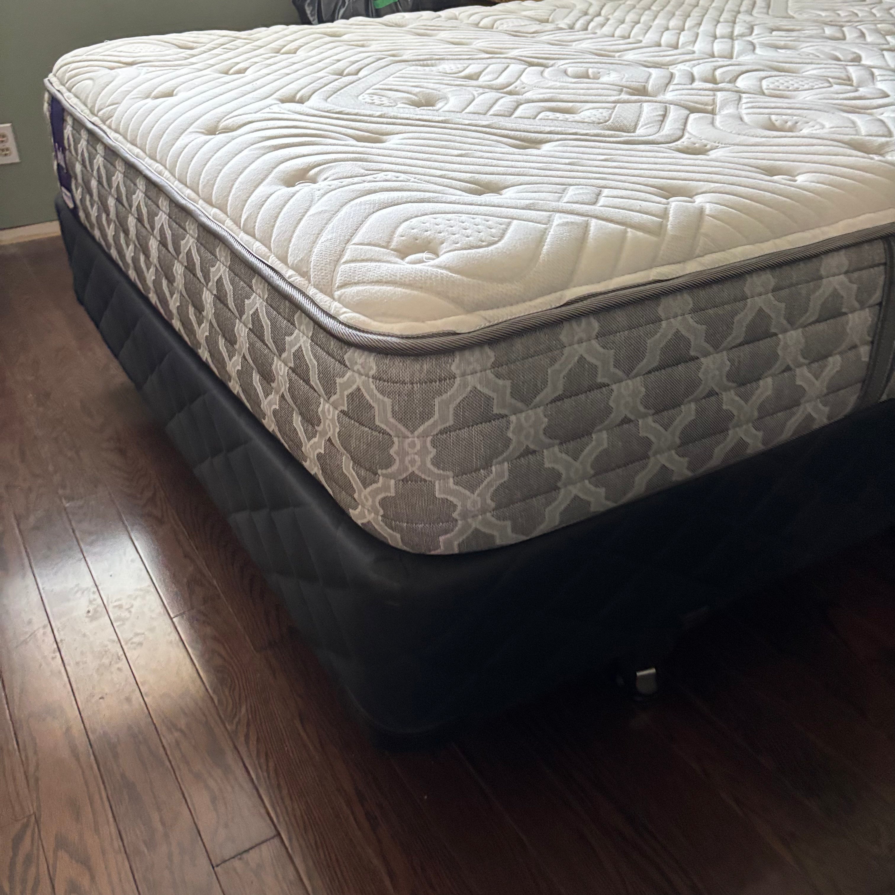 W624 Double size upholstered headboard and frame with Sealy Optimum Posturepedic mattress