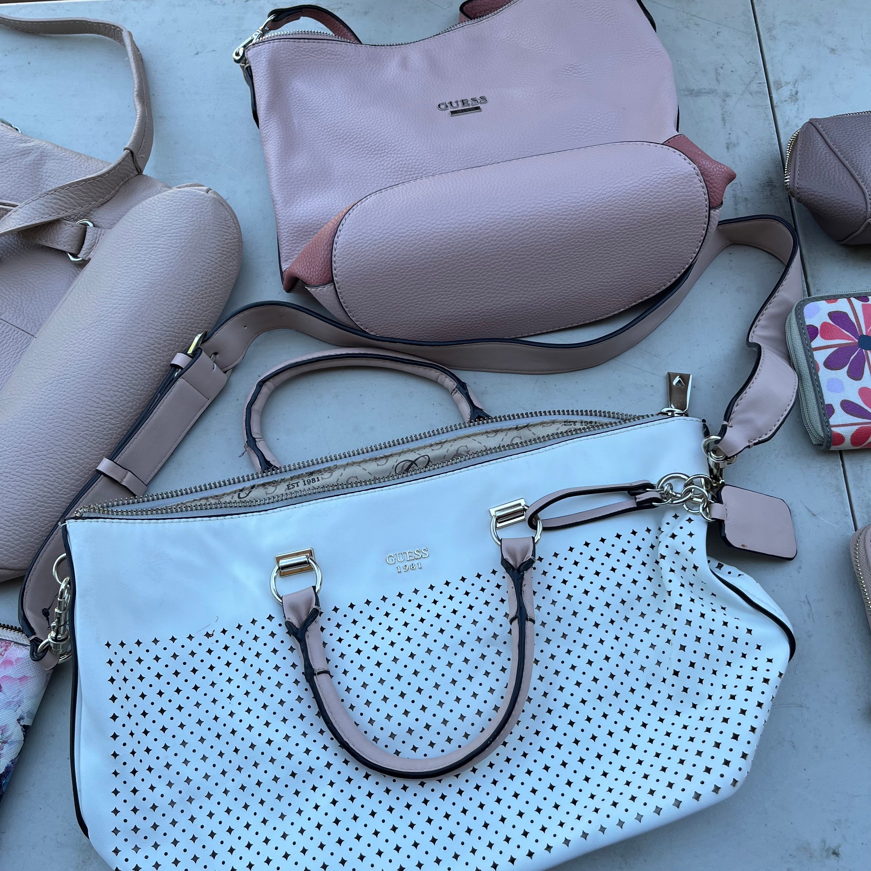 D609 Pink Purse and Wallet Grouping (Quince leather backpack, Poppies & Peonies, Coach and more)