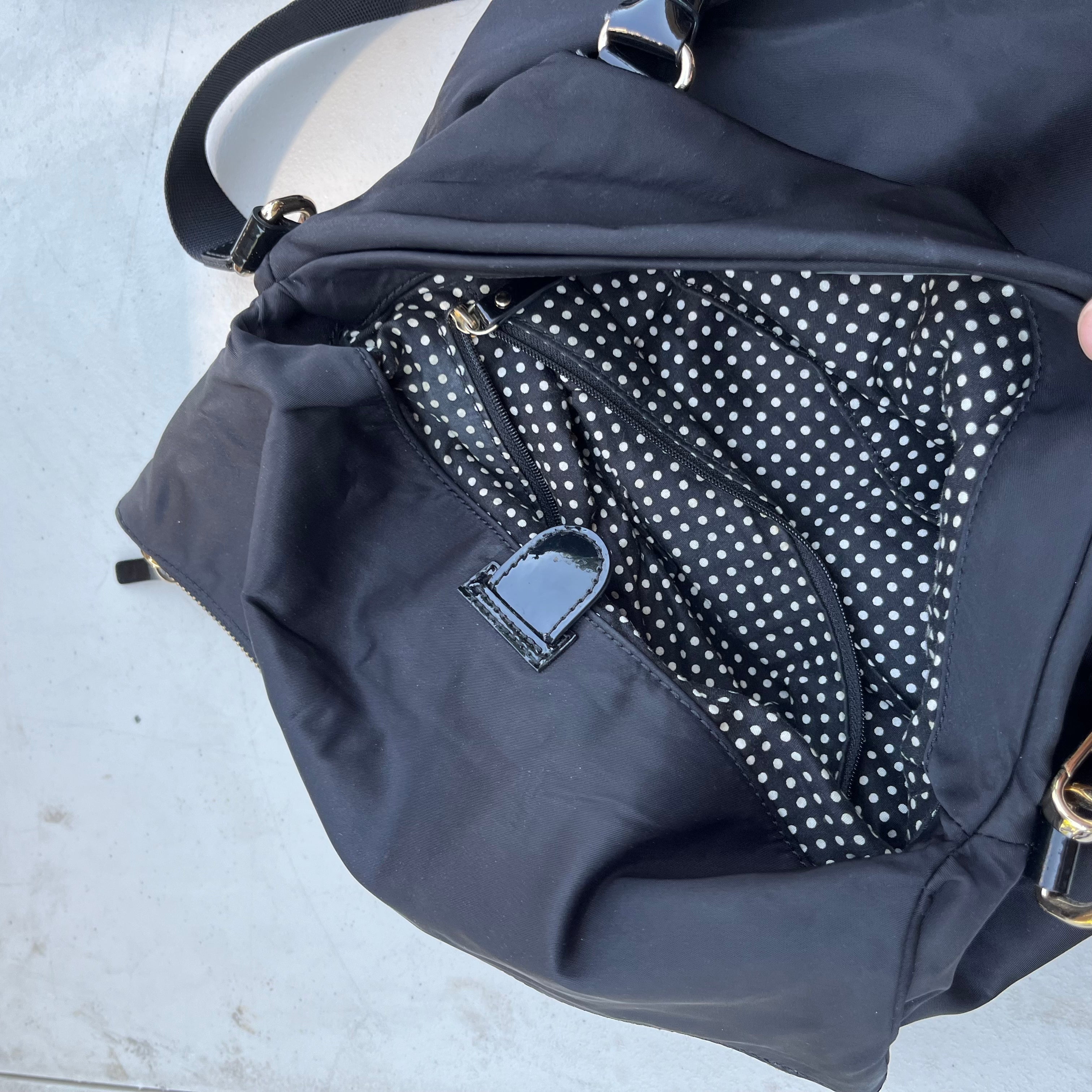 D615 Black wallet and purse grouping (Kate Spade and Guess, Guess purse has scuffing on leather)