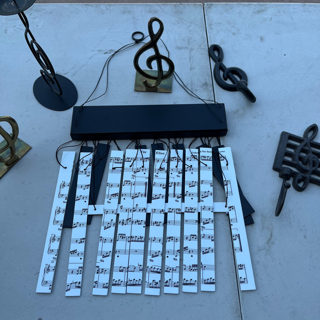 D635 Music themed home decor grouping (candle holder and more)