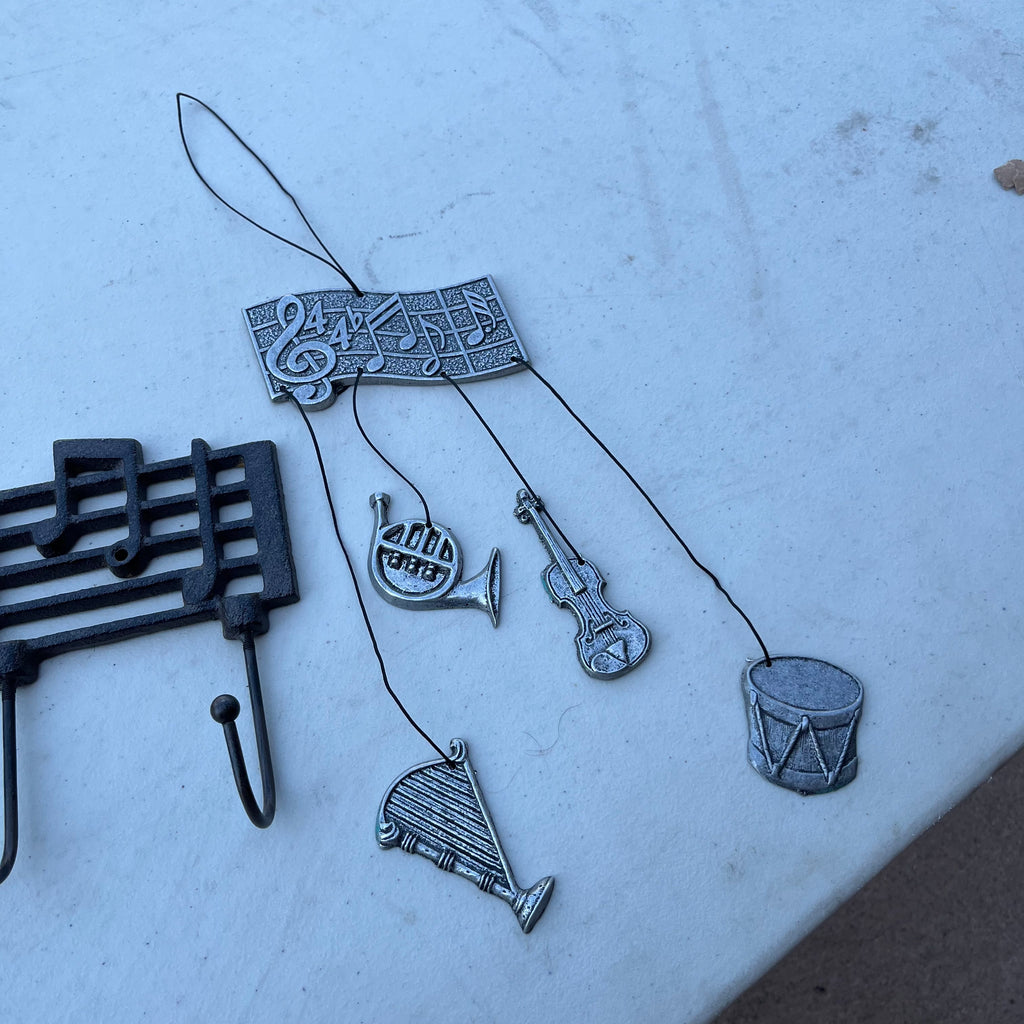 D635 Music themed home decor grouping (candle holder and more)