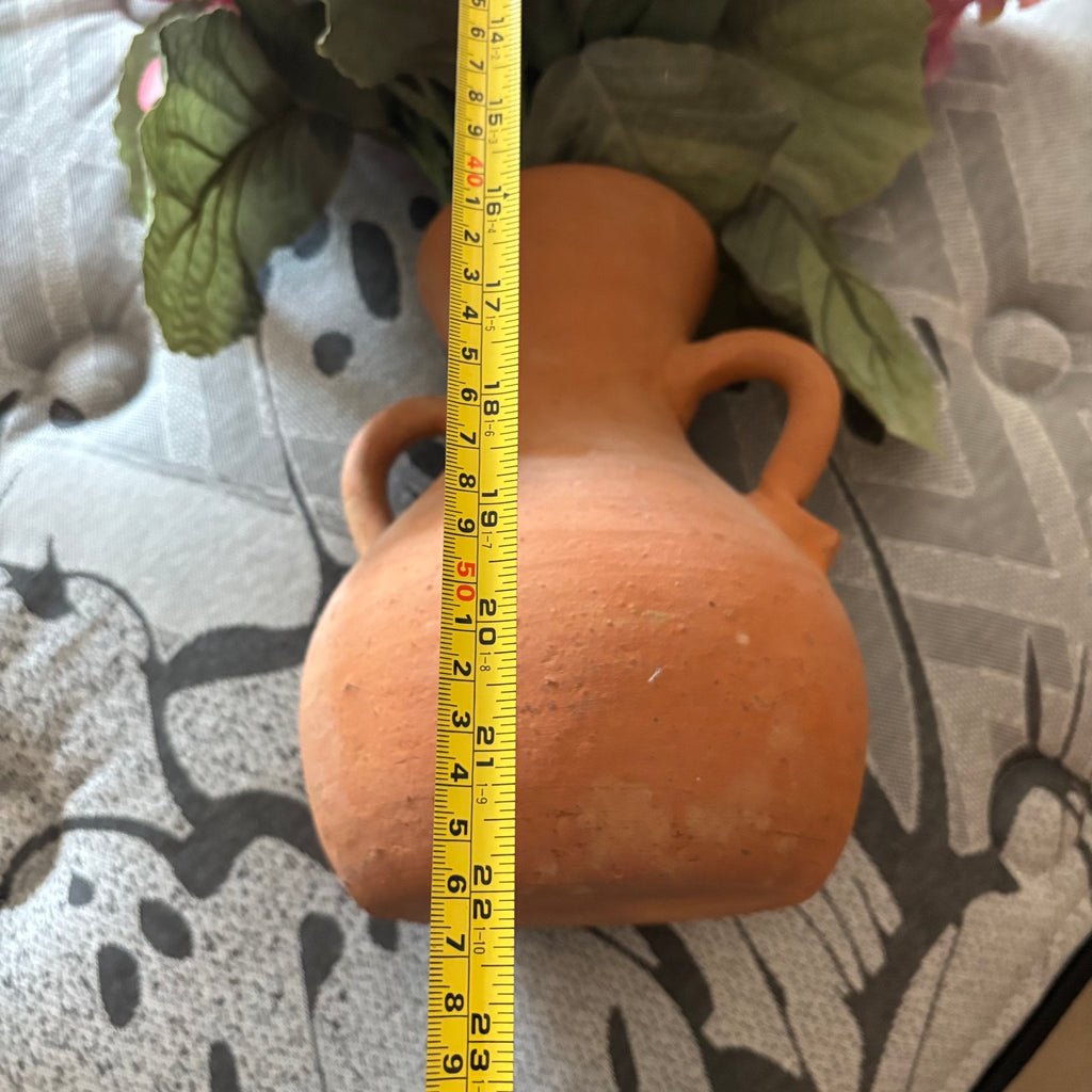 E711 Terracotta pitcher with faux flowers (16" high") and more
