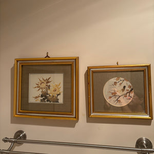 E725 Set of 2 vintage Chokin  art framed pieces
