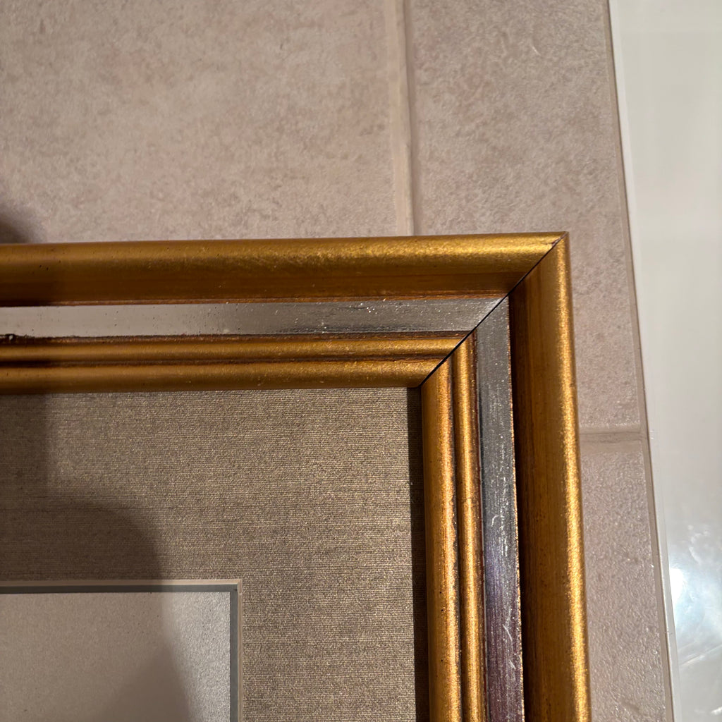 E725 Set of 2 vintage Chokin  art framed pieces