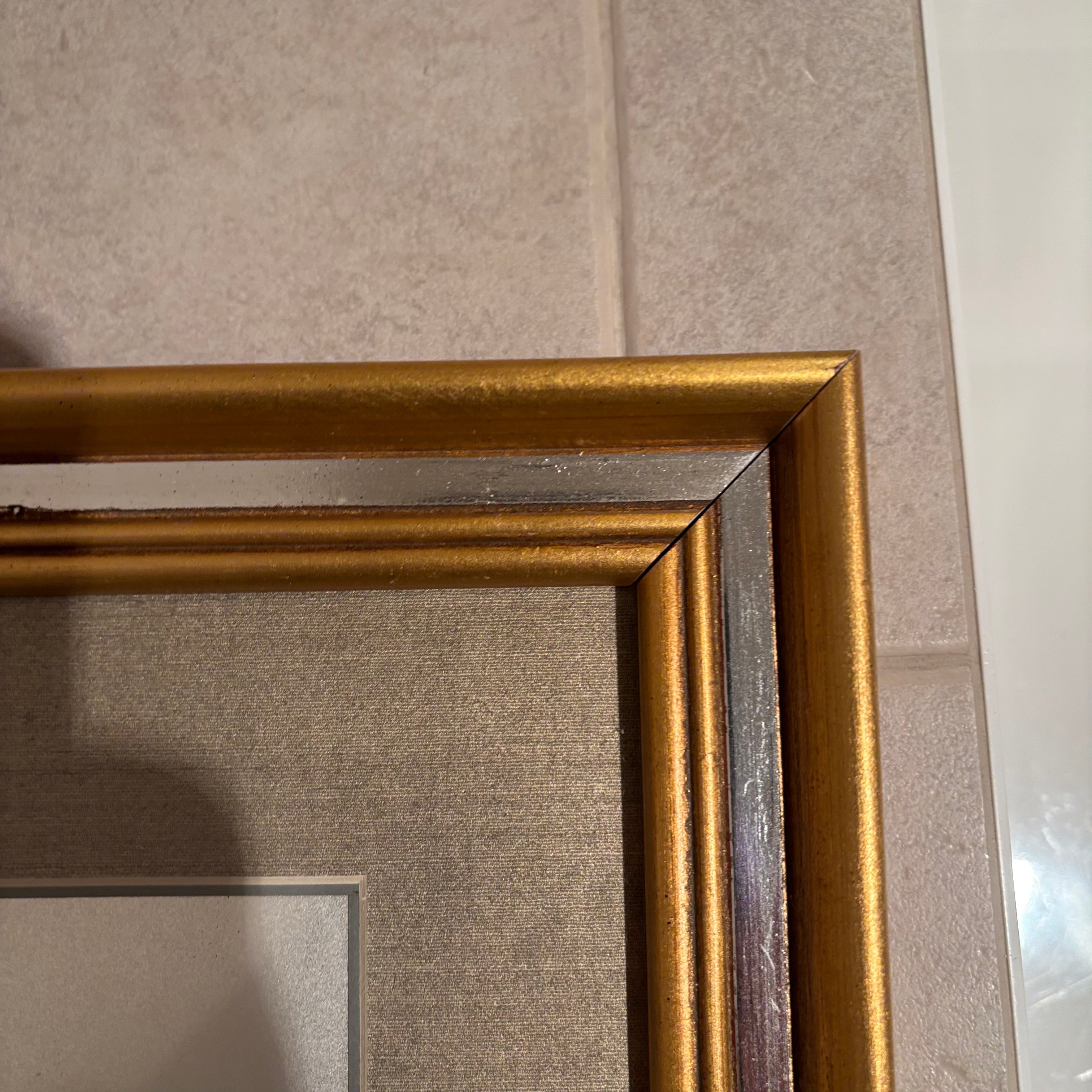 E725 Set of 2 vintage Chokin  art framed pieces