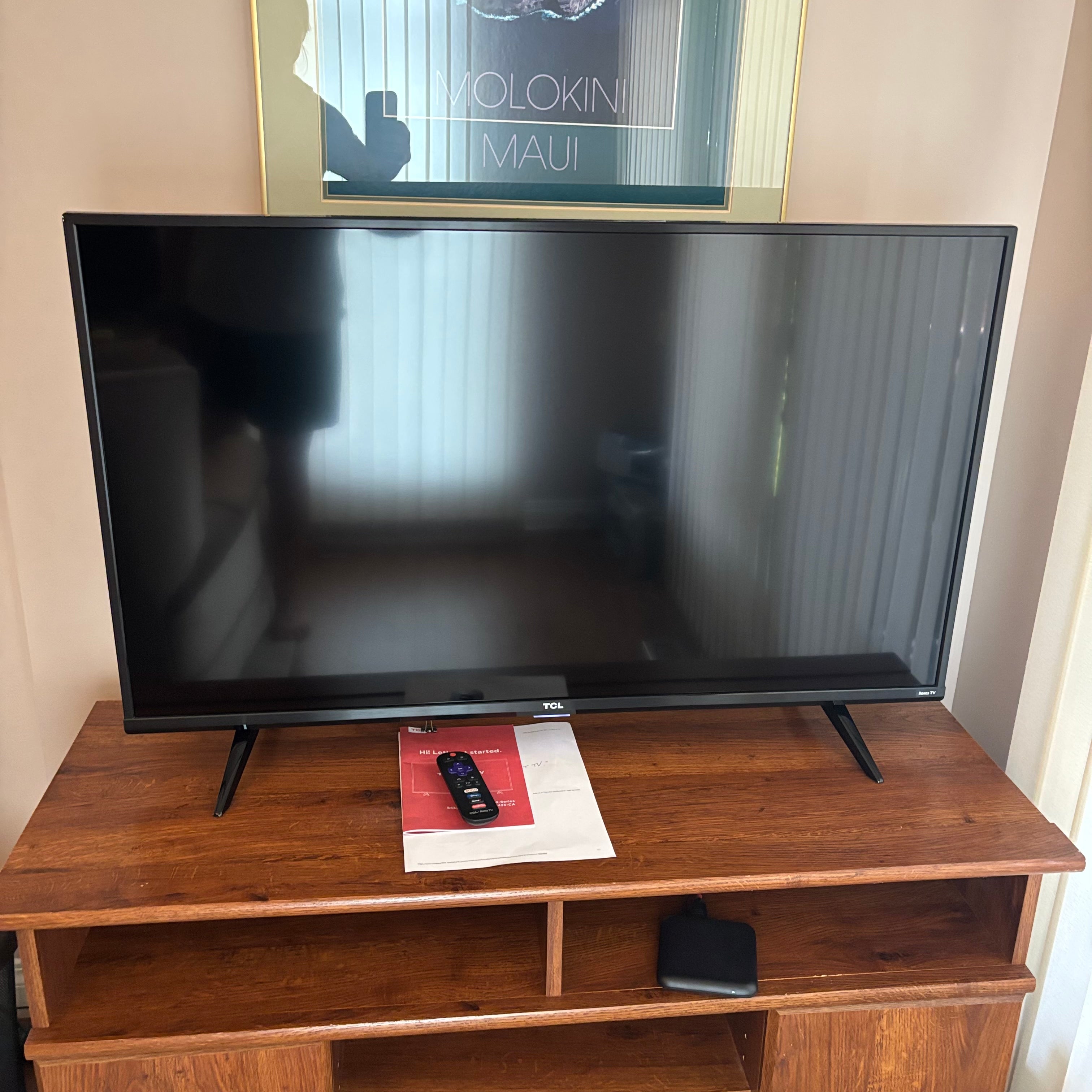 E729 43” TCL Roku TV (4K HDR, stand not included)