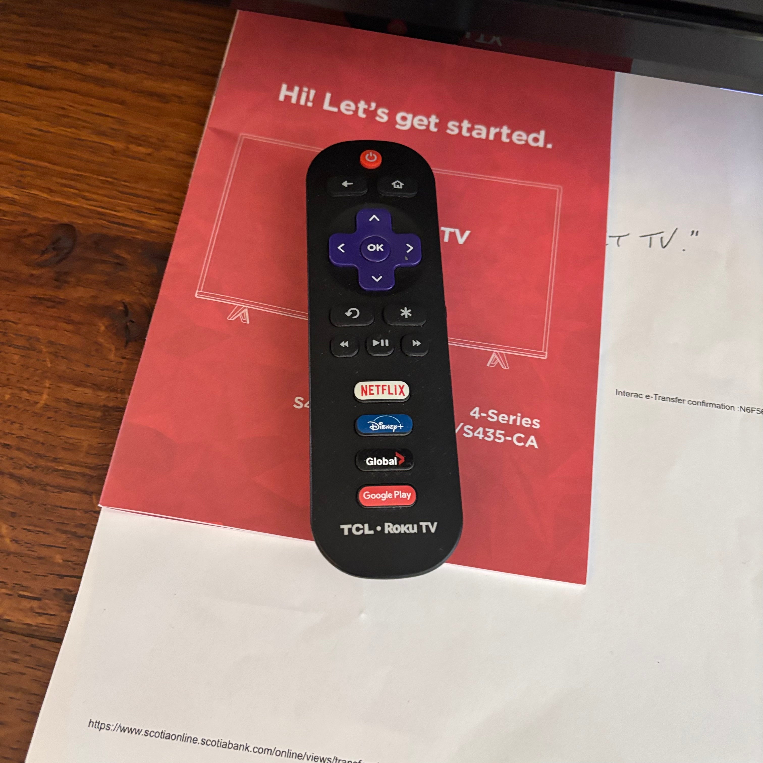 E729 43” TCL Roku TV (4K HDR, stand not included)