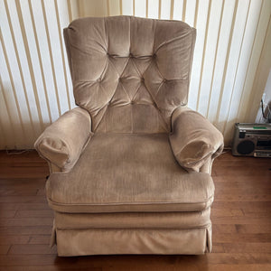 E732 Vintage grey upholstered reclining armchair
