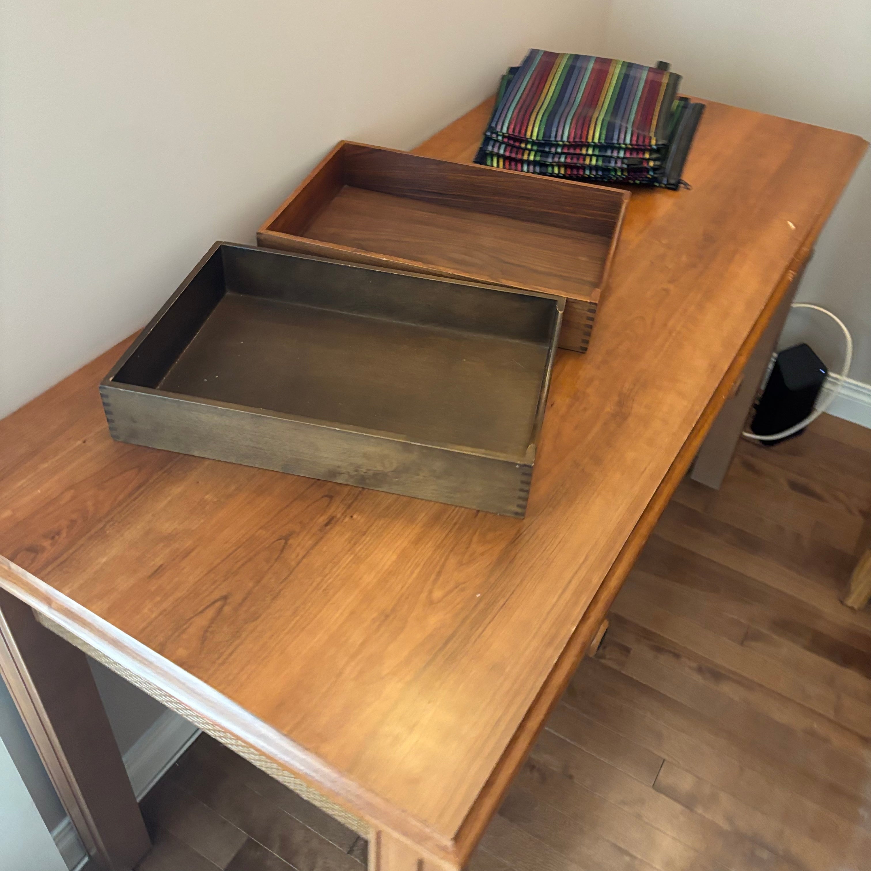 E735 Sauder office desk with pull out keyboard drawer and warm honey finish (everything on top is included)