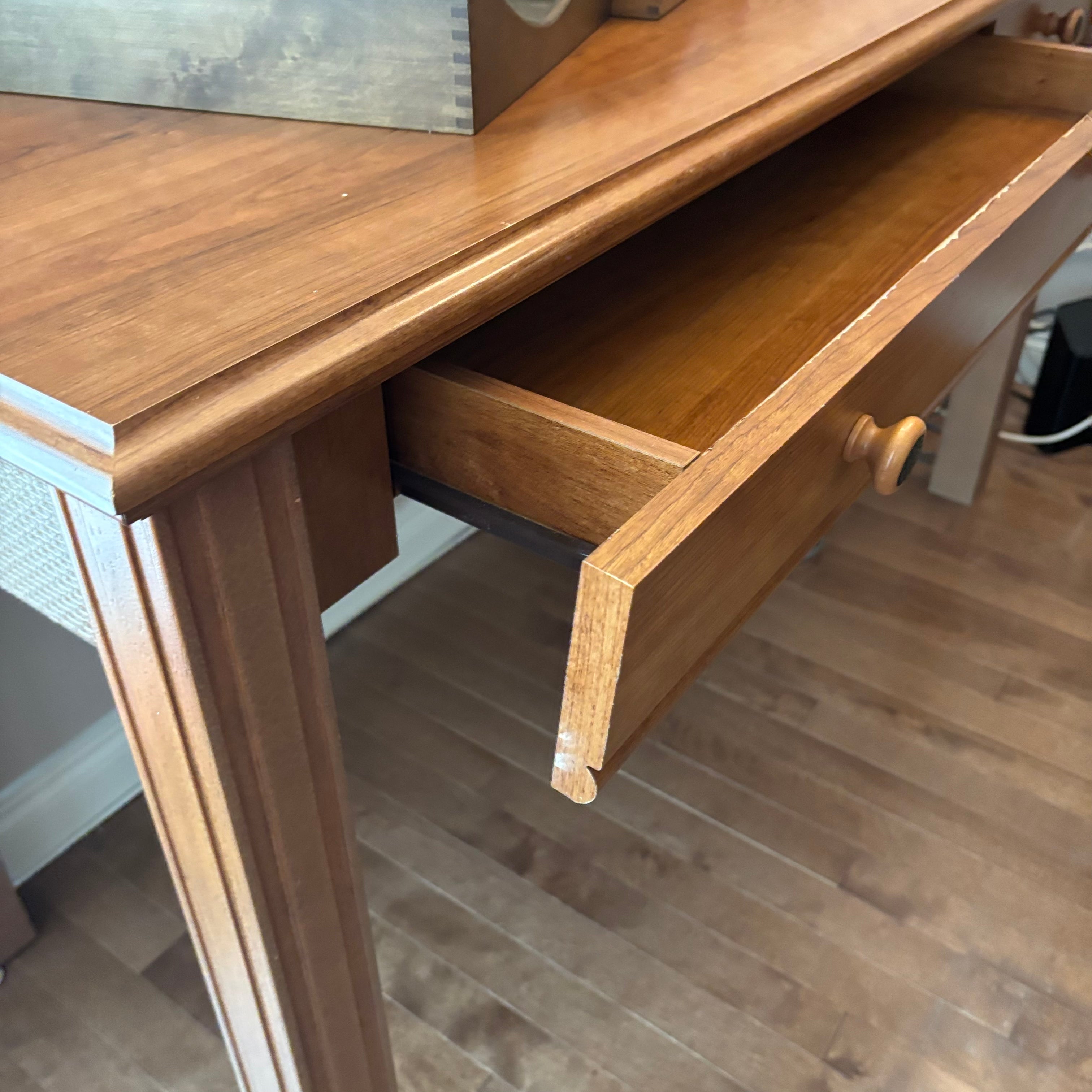E735 Sauder office desk with pull out keyboard drawer and warm honey finish (everything on top is included)