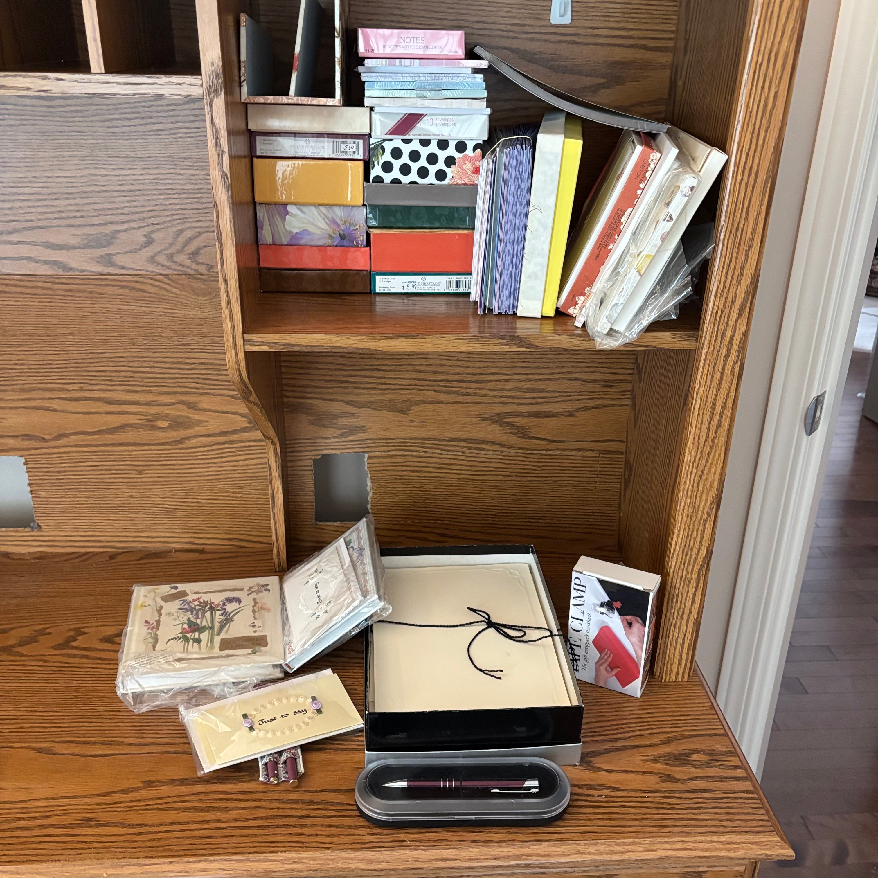 E736 Stationery Grouping (greeting cards and more, desk not included)