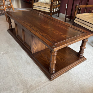 E745 Vintage rectangular wooden coffee table with storage