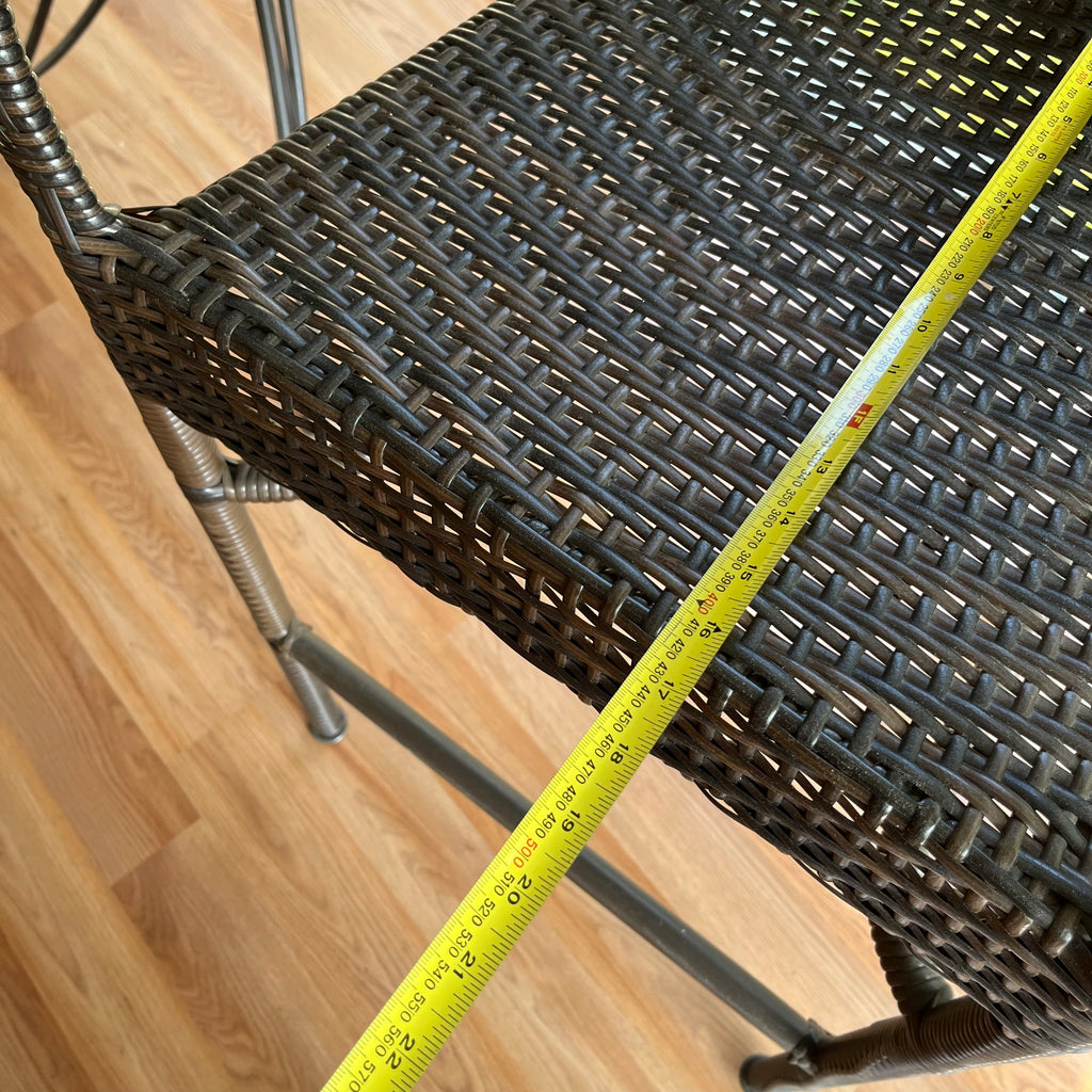 F501 Vintage patio set (tiled metal bar table with modern wicker stools)