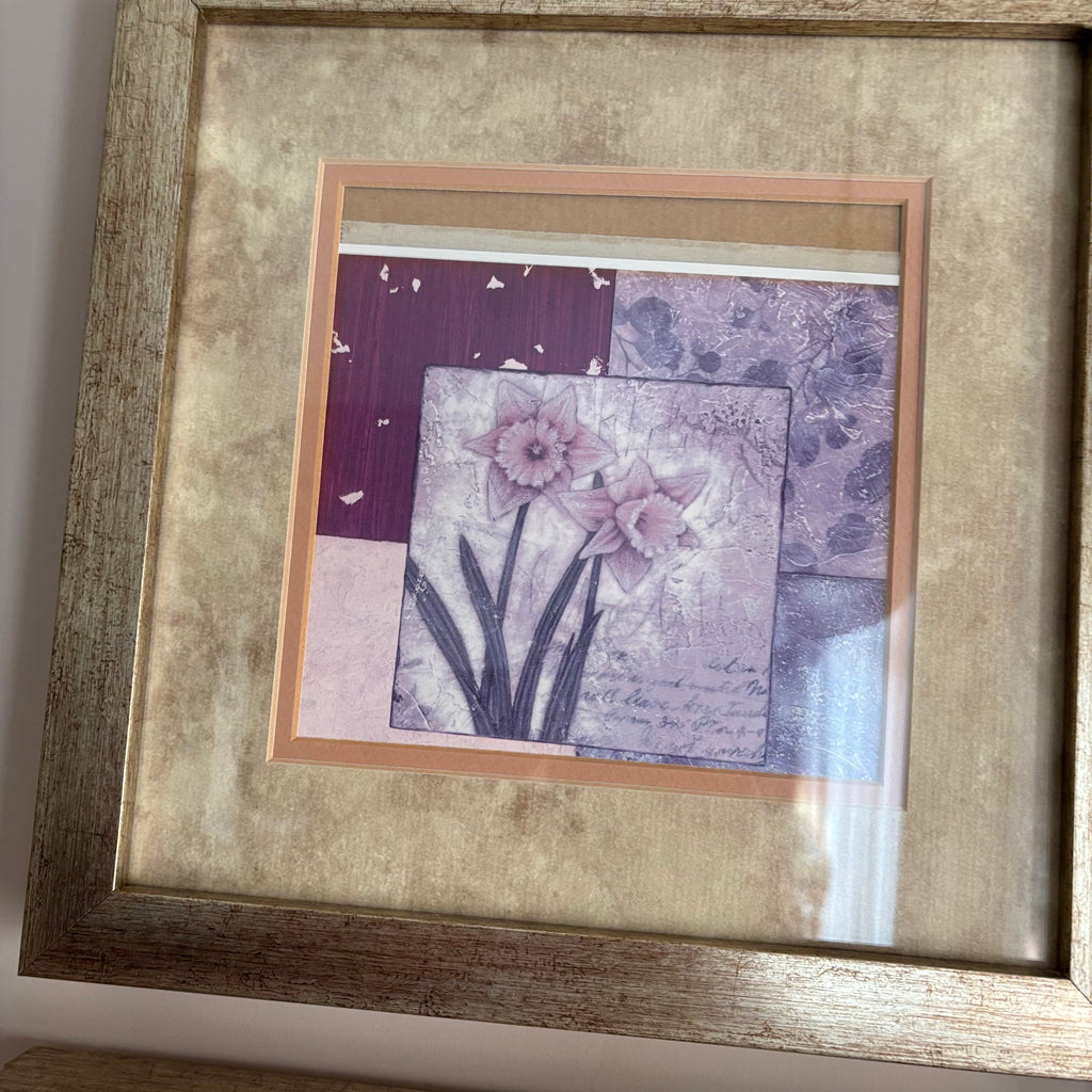 E762 Set of 3 Kimberley Baker art prints with silver frames