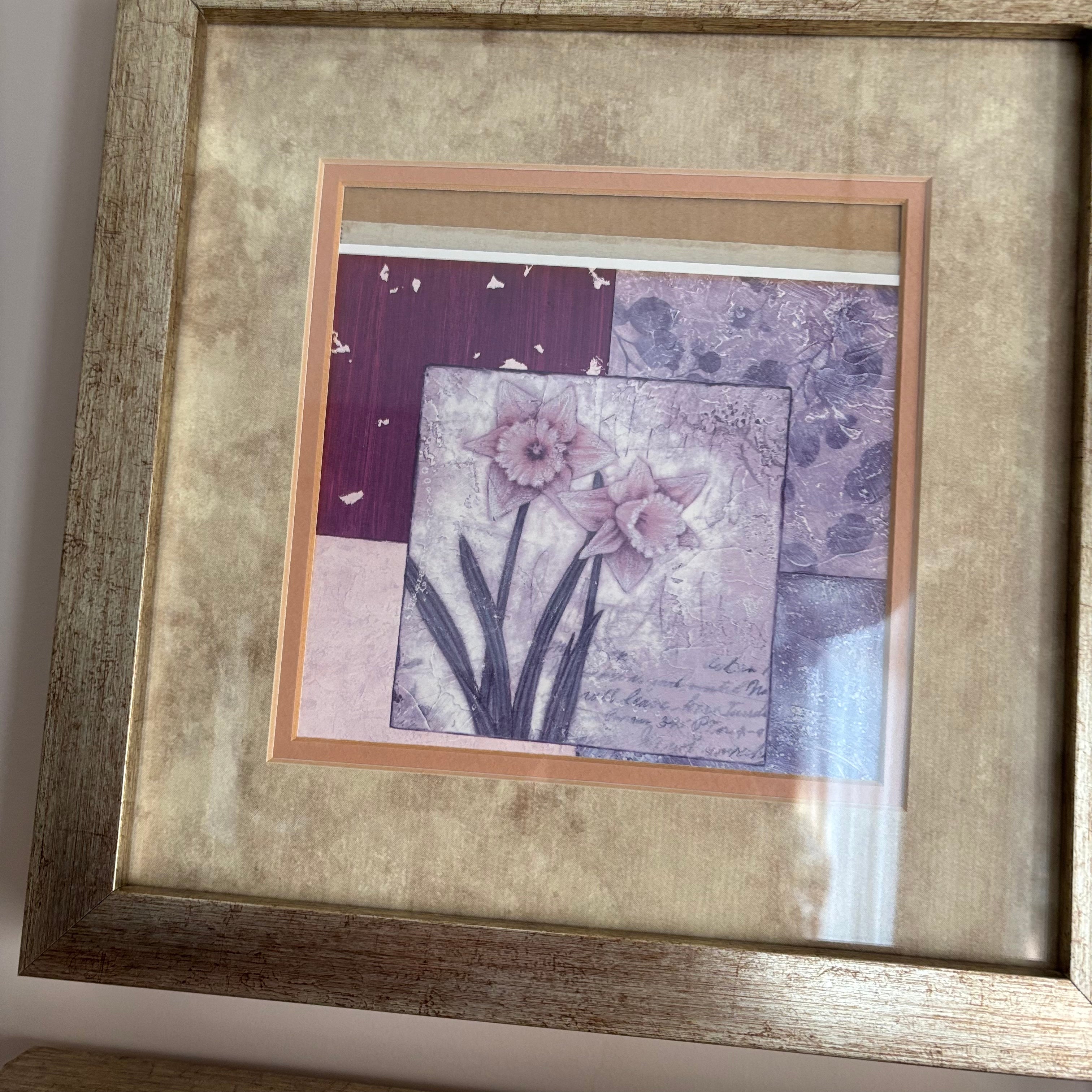 E762 Set of 3 Kimberley Baker art prints with silver frames