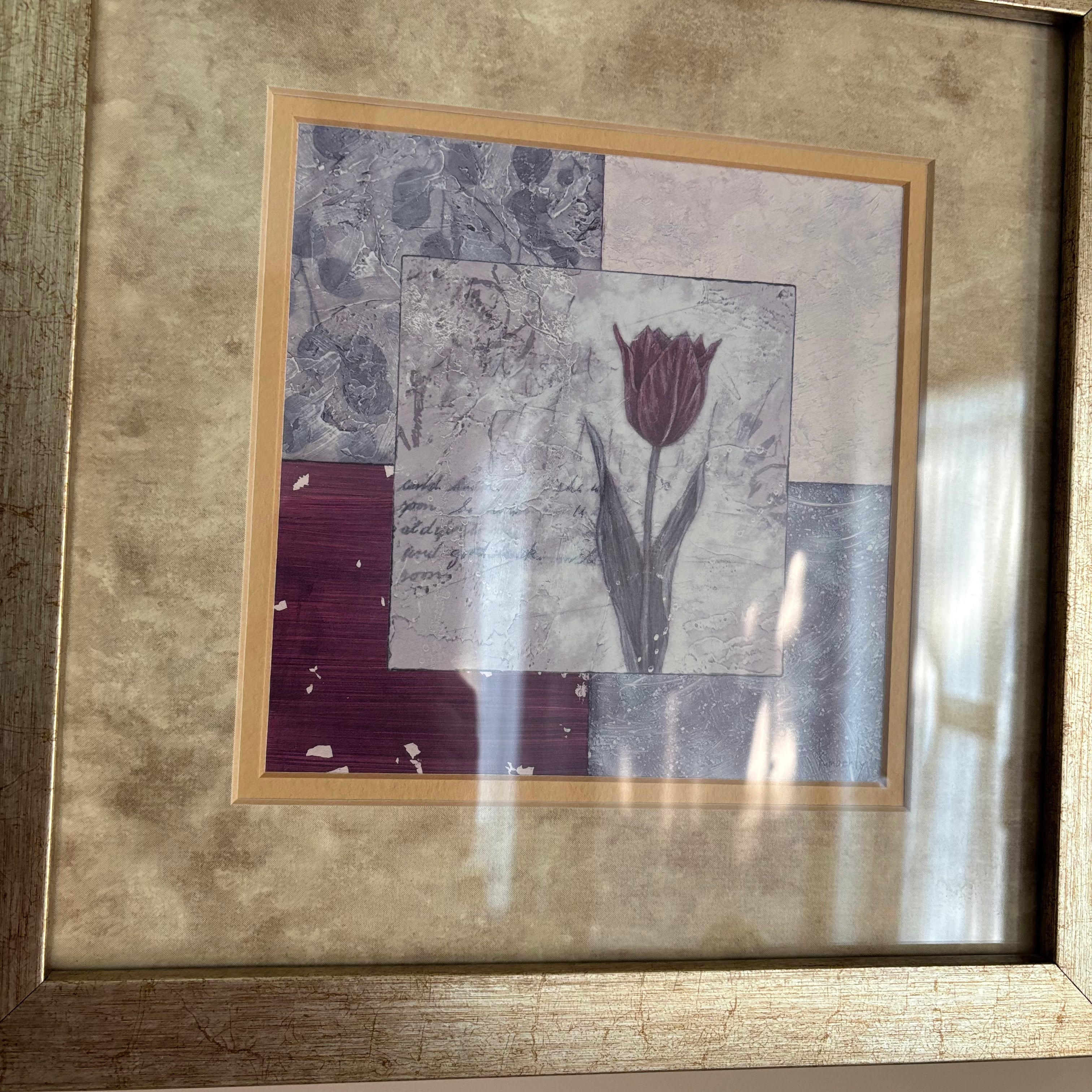 E762 Set of 3 Kimberley Baker art prints with silver frames