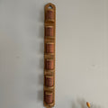 E765 35” tall Hanging wooden spice rack with terracotta canisters