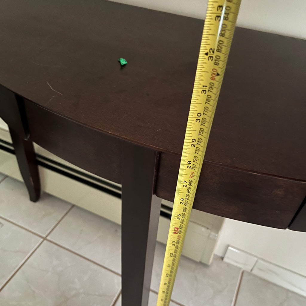 F508 Dark brown wood half moon table