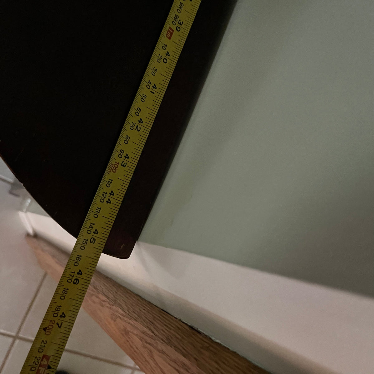 F508 Dark brown wood half moon table