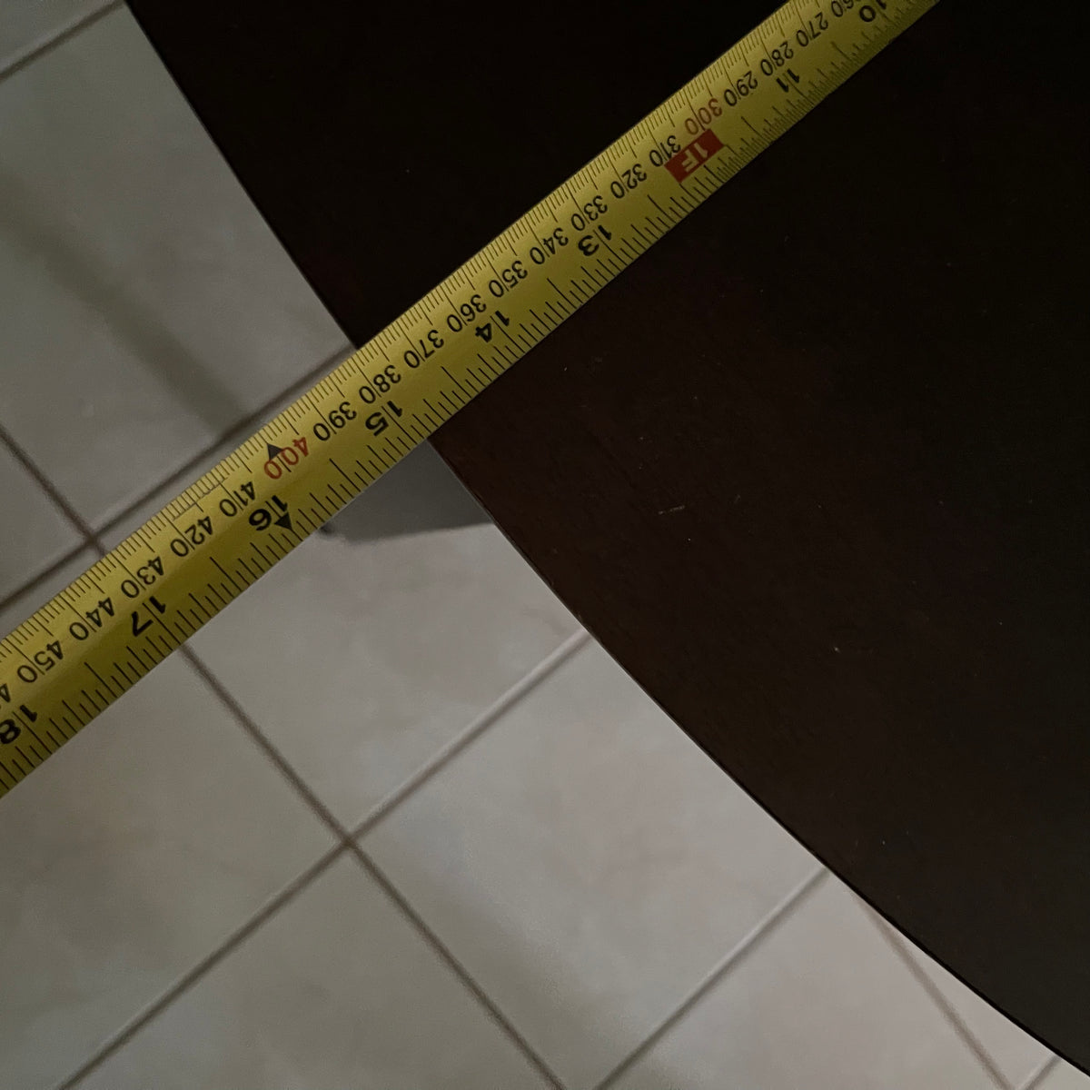 F508 Dark brown wood half moon table