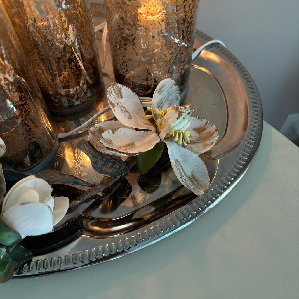 E769 Home Decor Grouping (magnolia style faux flowers and more)
