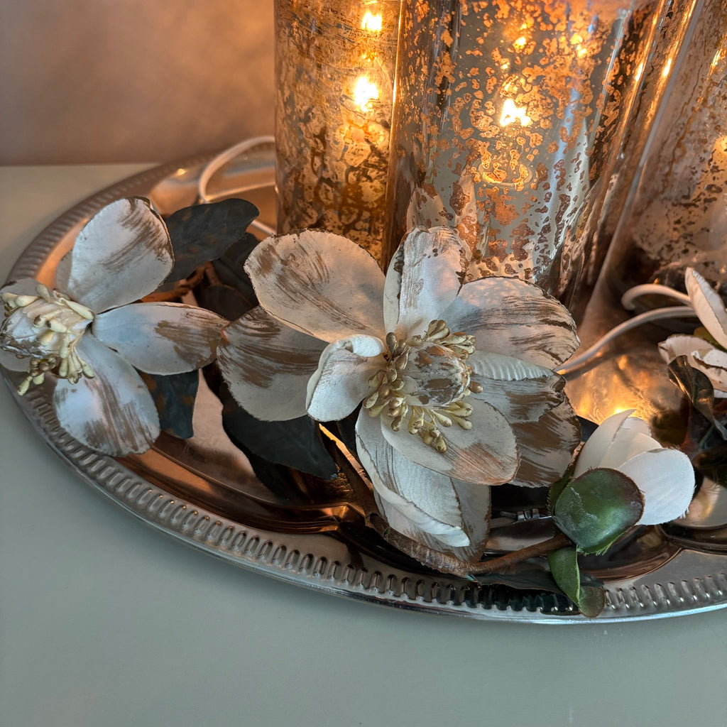 E769 Home Decor Grouping (magnolia style faux flowers and more)