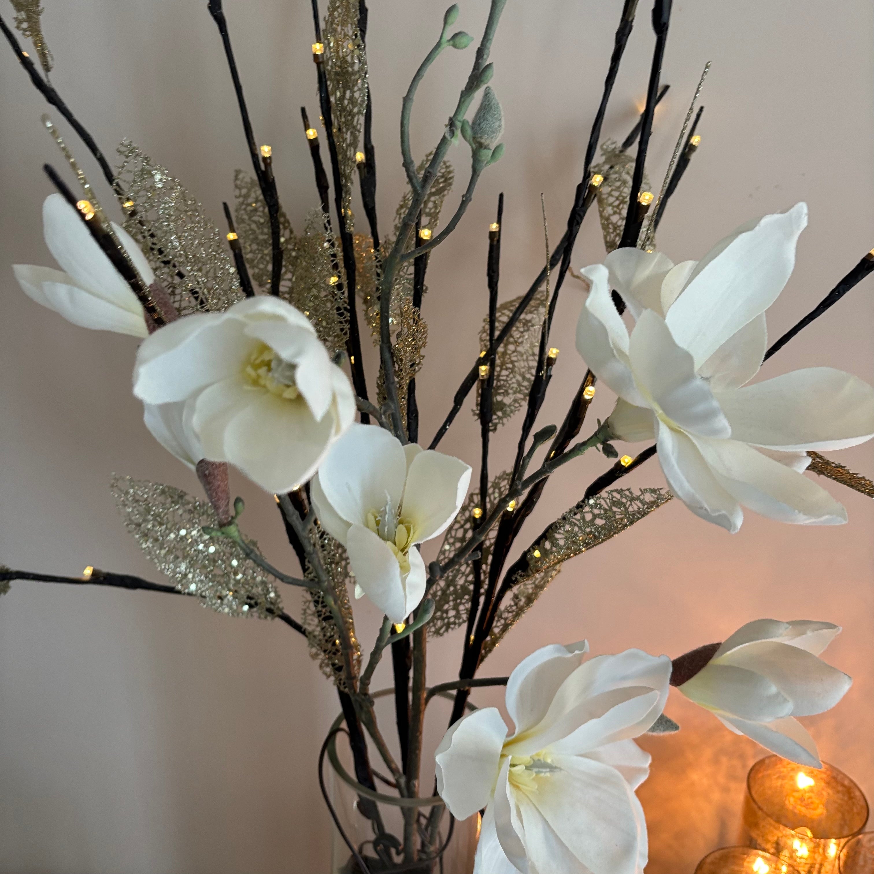 E769 Home Decor Grouping (magnolia style faux flowers and more)