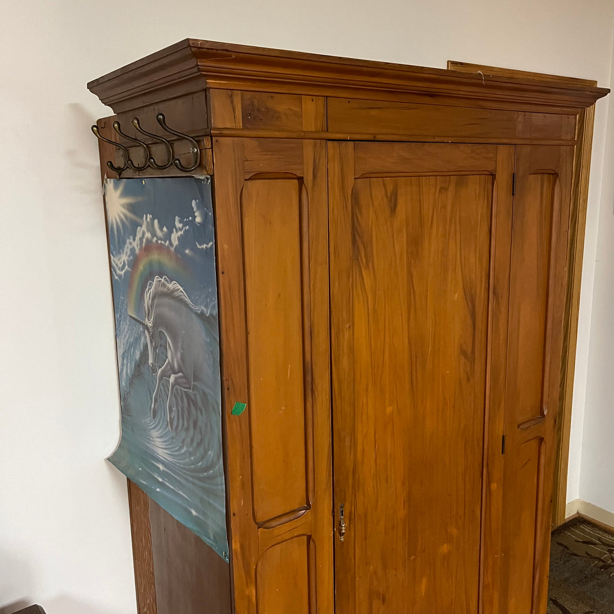 F509 Vintage solid wood armoire (no key)