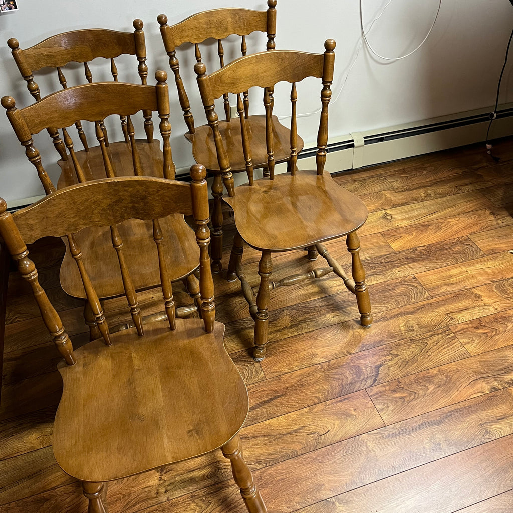 F514 Set of 5 vintage wooden kitchen chairs