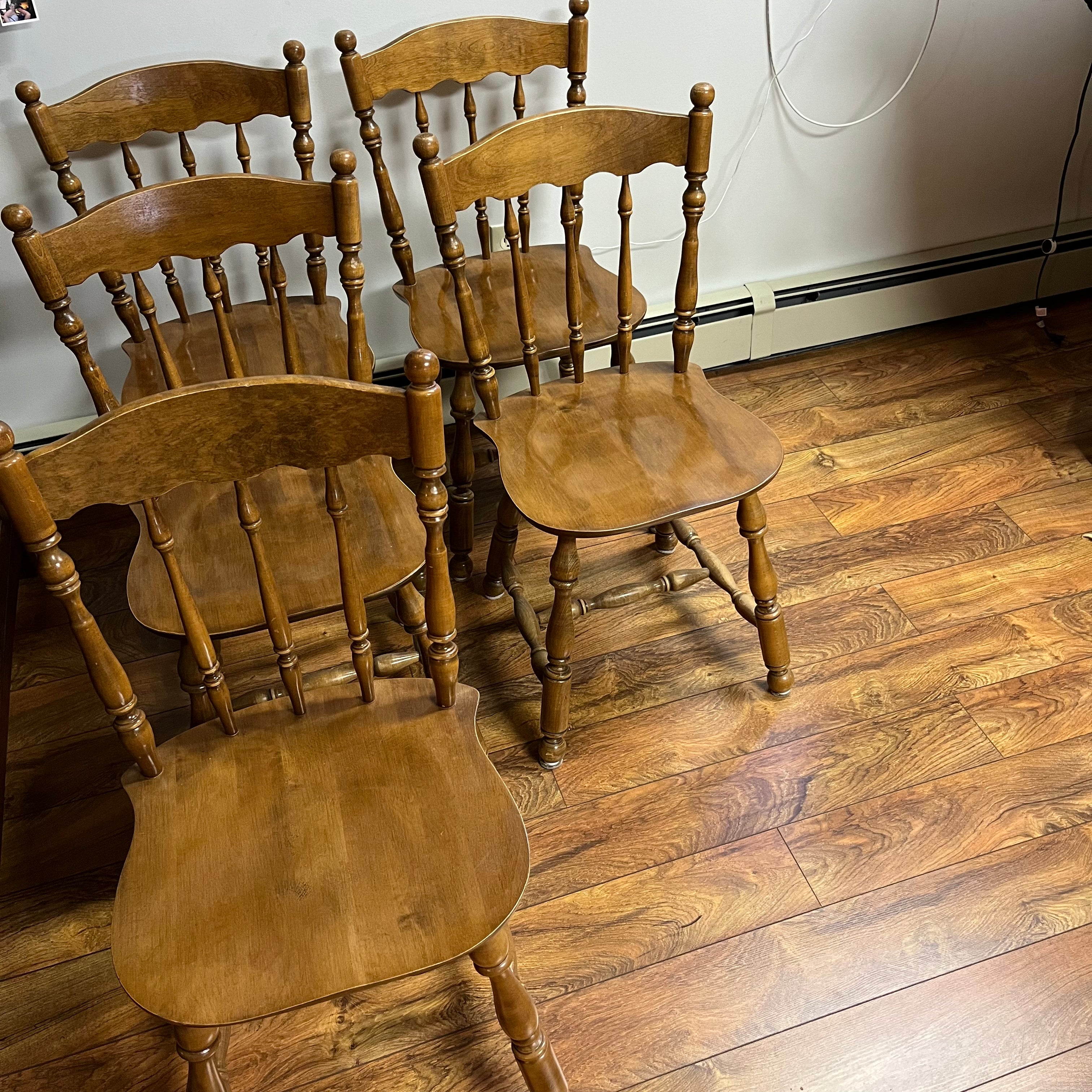 F514 Set of 5 vintage wooden kitchen chairs