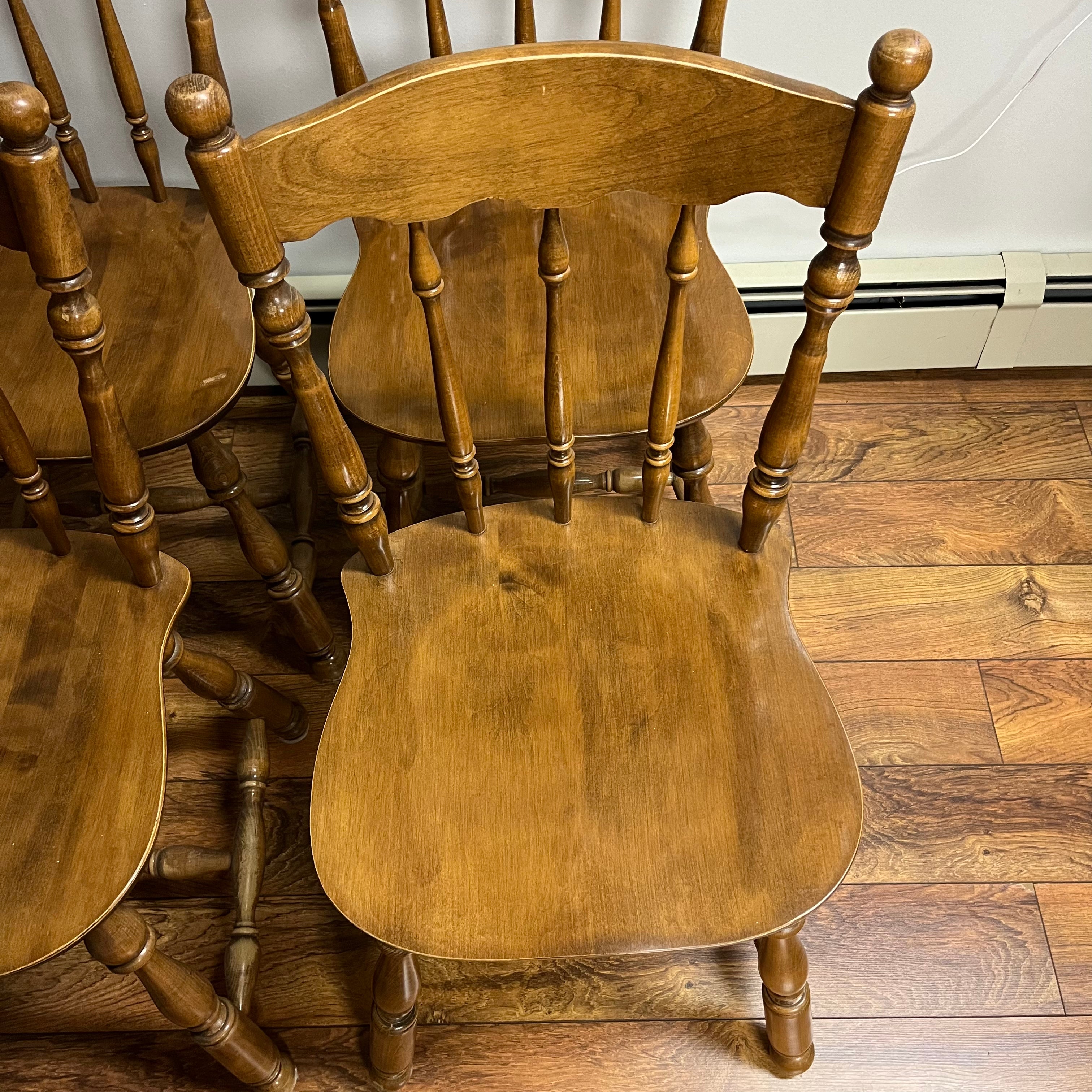F514 Set of 5 vintage wooden kitchen chairs