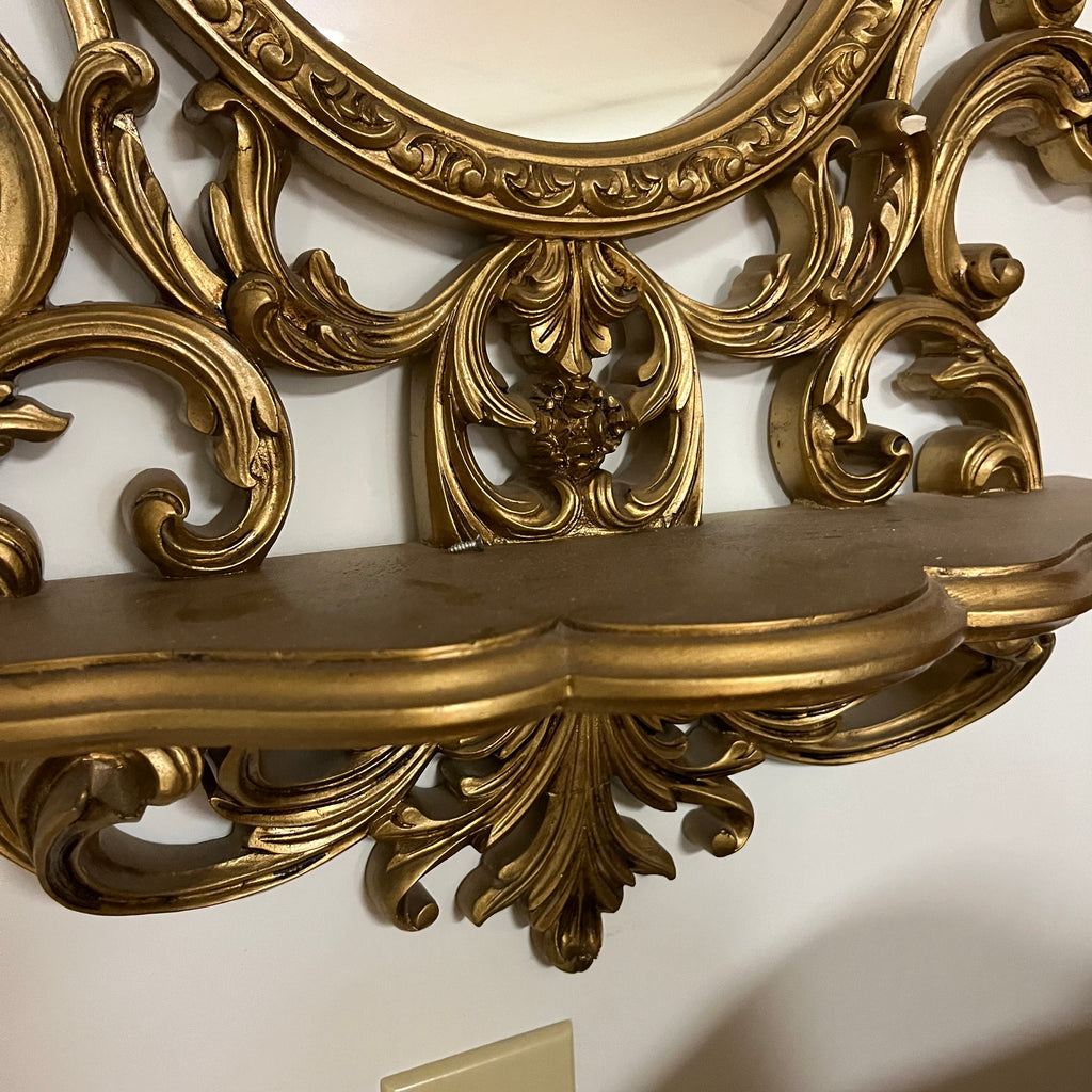 F515 Vintage Baroque style plastic wall mirror with candle holders