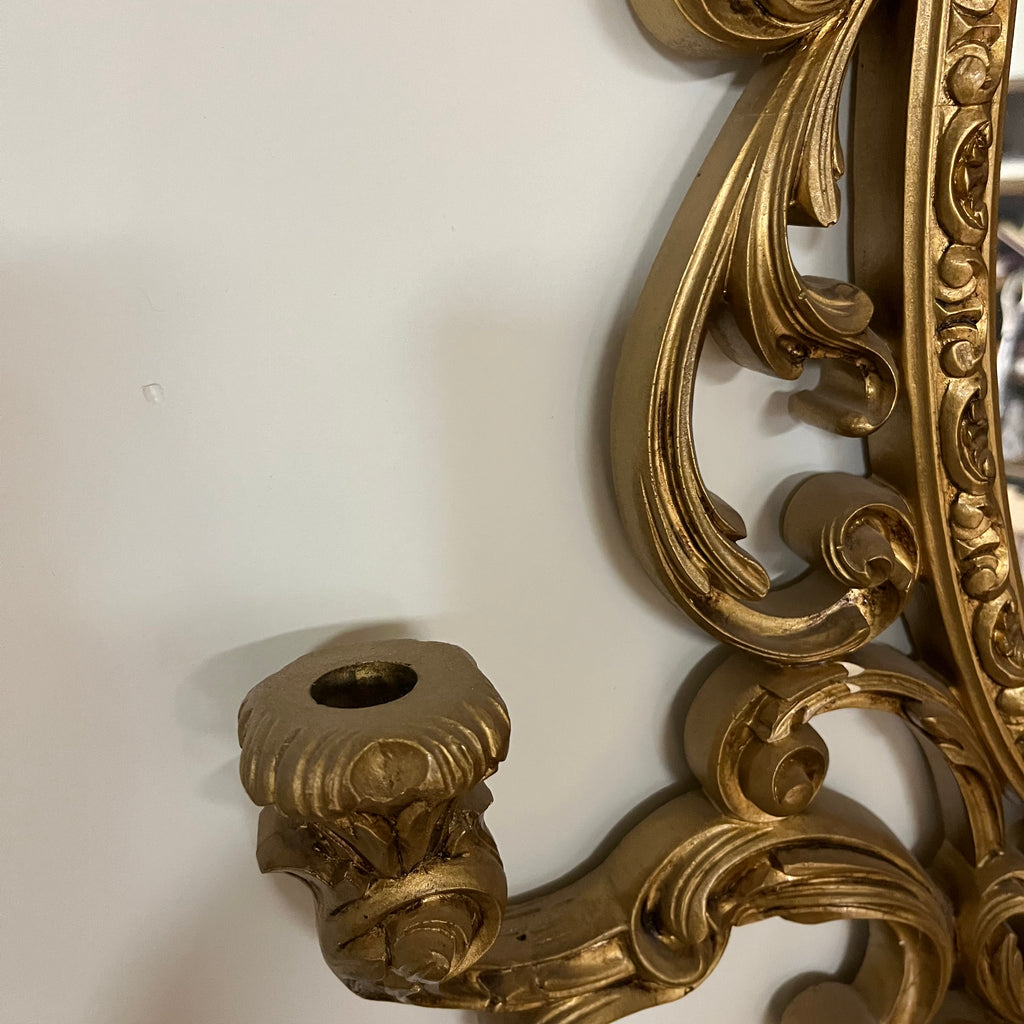 F515 Vintage Baroque style plastic wall mirror with candle holders