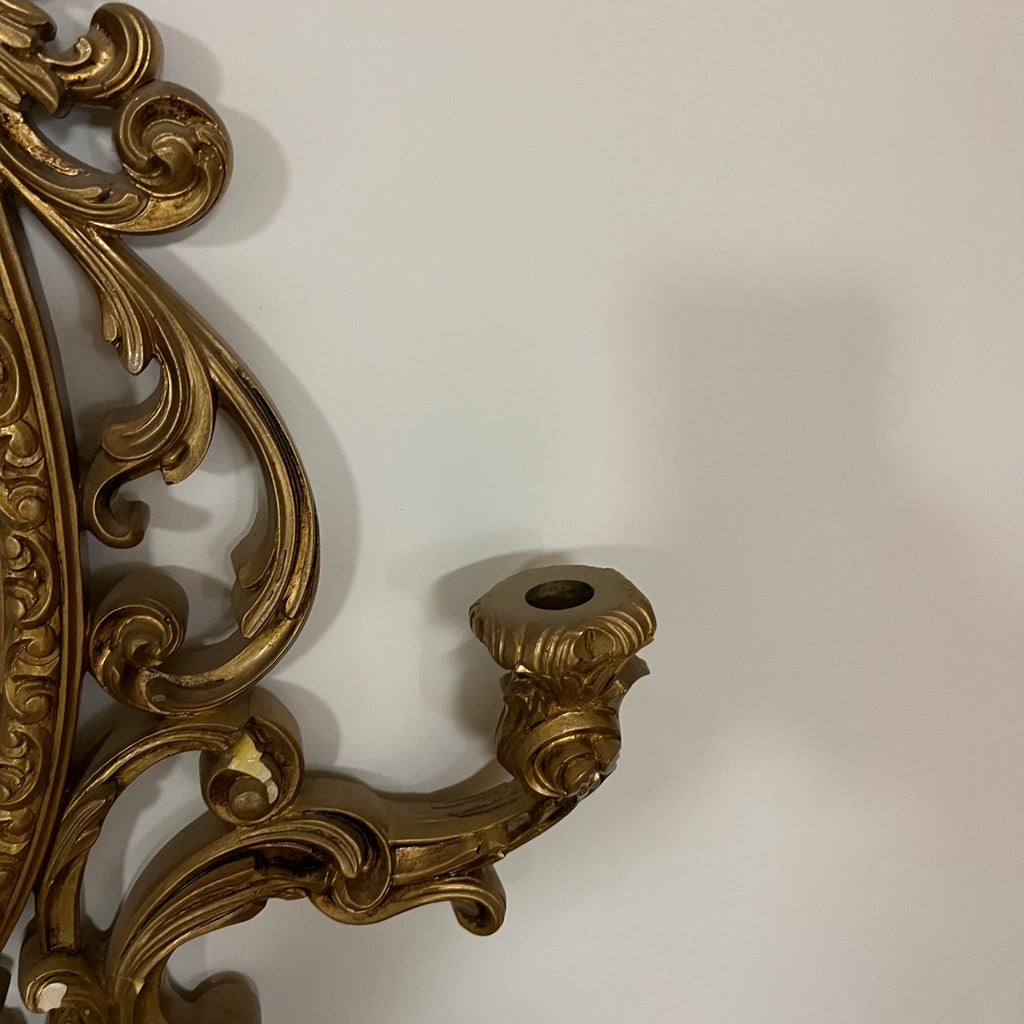 F515 Vintage Baroque style plastic wall mirror with candle holders
